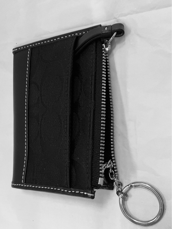 Accessories - Coach Y2K Black Jacquard Signature Canvas Mini Skinny Keychain ID Wallet